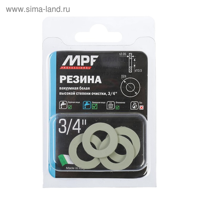 Прокладка резиновая MasterProf, MPF, 3/4", набор 4 шт., белая
Прокладка резиновая MasterProf, MPF, 3/4", набор 4 шт., белая