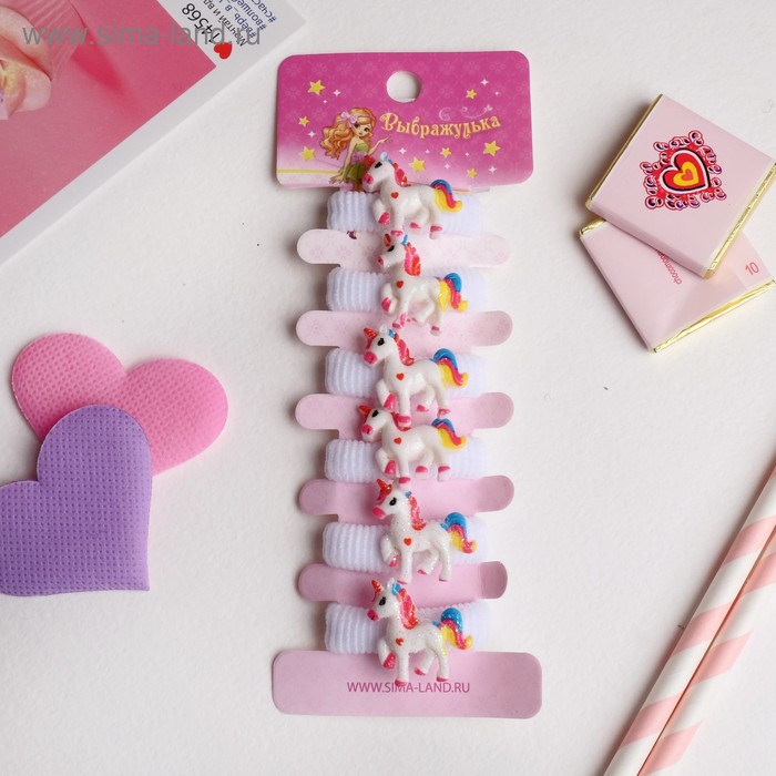 Резинка для волос "Волшебство" (набор 6 шт) единорог радуга, белый
Резинка для волос "Волшебство" (набор 6 шт) единорог радуга, белый