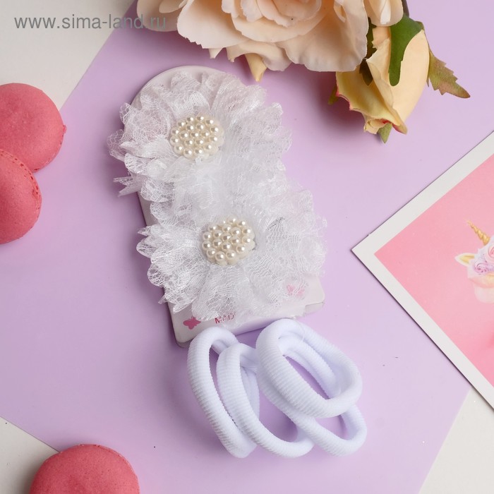 Набор для волос "Арина" (2 зажима, 4 резинки) кружева, белый
Набор для волос "Арина" (2 зажима, 4 резинки) кружева, белый