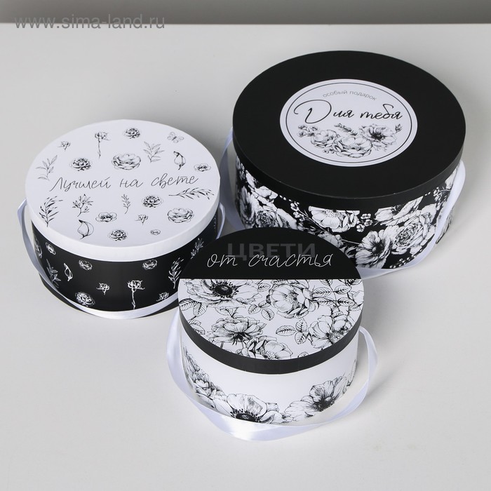 Набор коробок круглых 3 в 1 с ручкой «Цвети от счастья», 20 × 20 × 9.5 - 26 × 26 × 11.5 см
Набор коробок круглых 3 в 1 с ручкой «Цвети от счастья», 20 × 20 × 9.5 - 26 × 26 × 11.5 см