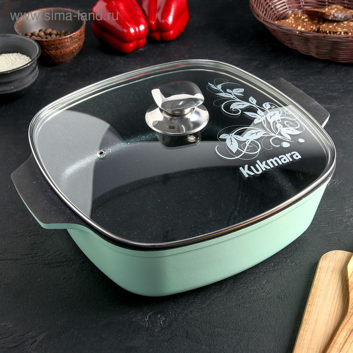 Кастрюля-жаровня Titanium pro, 5 л, 28×28 см, квадратная, стеклянная крышка, антипригарное покрытие, цвет зелёный
Кастрюля-жаровня Titanium pro, 5 л, 28×28 см, квадратная, стеклянная крышка, антипригарное покрытие, цвет зелёный