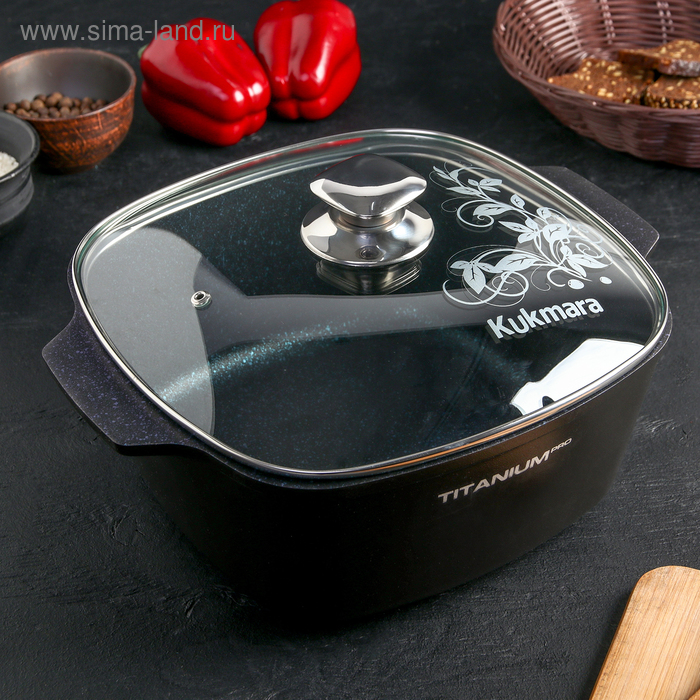 Кастрюля квадратная Titanium pro, 5,5 л, со стеклянной крышкой, антипригарное покрытие
Кастрюля квадратная Titanium pro, 5,5 л, со стеклянной крышкой, антипригарное покрытие