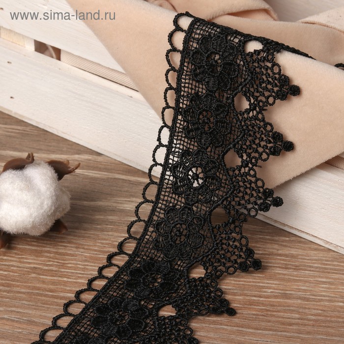 Кружево гипюровое, 60 мм × 6,8 ± 0,5 м, цвет чёрный
Кружево гипюровое, 60 мм × 6,8 ± 0,5 м, цвет чёрный