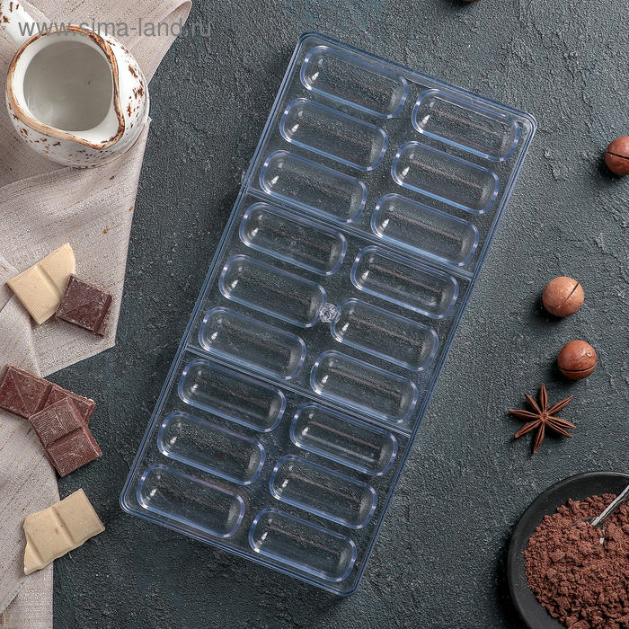 фото Форма для шоколада и конфет konfinetta «батончик», 28×14 см, 18 ячеек, цвет прозрачный