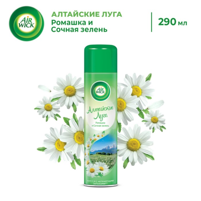 Освежитель воздуха Airwick Алтайские луга «Ромашка и сочная зелень», 290 мл
Освежитель воздуха Airwick Алтайские луга «Ромашка и сочная зелень», 290 мл