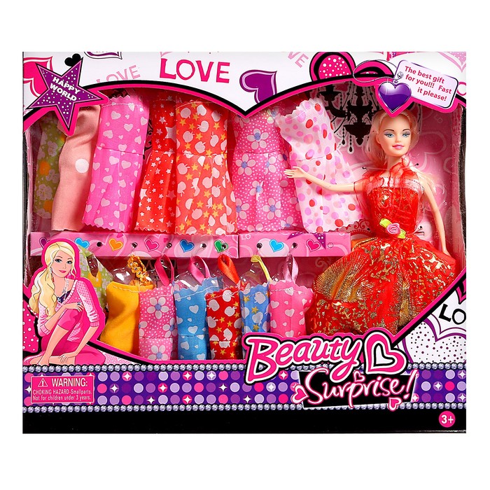 фото Кукла-модель «лида» с набором платьев, микс