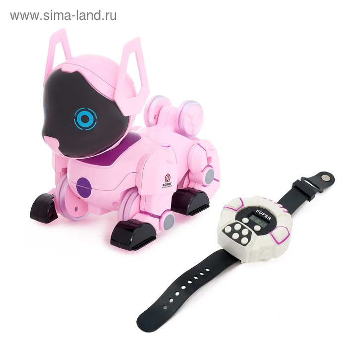фото Робот-собака радиоуправляемый «паппи», световые и звуковые эффекты, работает от аккумулятора, цвет розовый