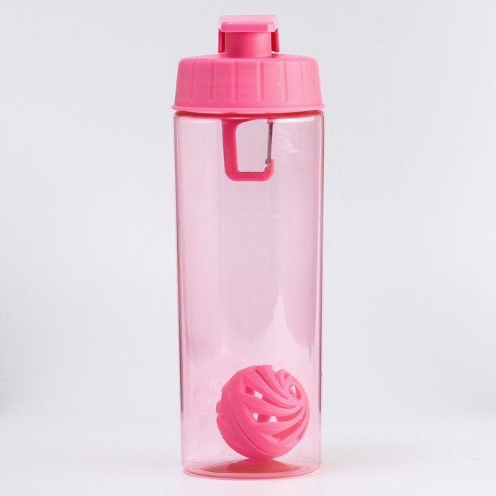 Шейкер для воды 850 мл, с карабином и шариком, 24х9 см, розовый
Шейкер для воды 850 мл, с карабином и шариком, 24х9 см, розовый