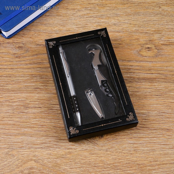 Набор подарочный 3в1 (ручка, кусачки, открывалка-штопор)
Набор подарочный 3в1 (ручка, кусачки, открывалка-штопор)