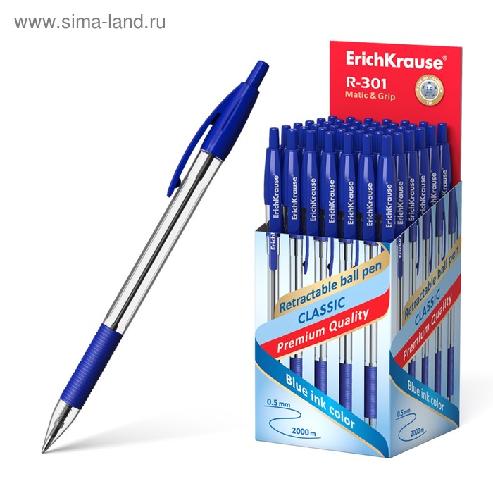 Ручка шариковая автоматическая Erich Krause R-301 Classic Matic & Grip, стержень синий, 1.0 мм
Ручка шариковая автоматическая Erich Krause R-301 Classic Matic & Grip, стержень синий, 1.0 мм