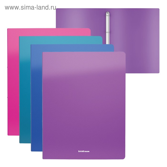 Папка на 4 кольцах А4, ErichKrause Diagonal Vivid, 24 мм, 500 мкм, 4 вида, микс
Папка на 4 кольцах А4, ErichKrause Diagonal Vivid, 24 мм, 500 мкм, 4 вида, микс