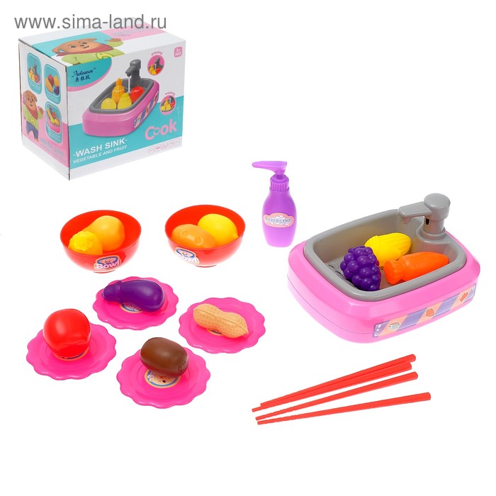 фото Бытовая техника «раковина» с продуктами питания, льётся вода, цвета микс