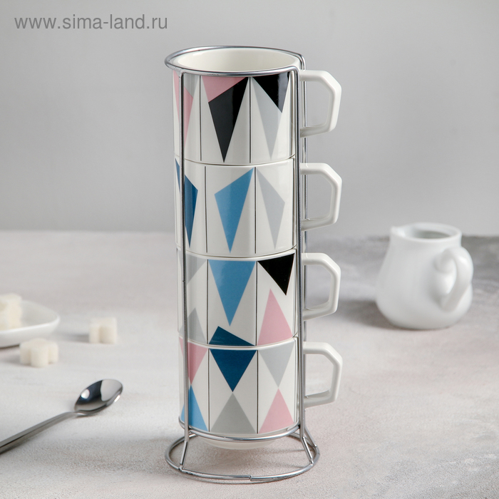Набор кружек «Геометрия», 200 мл, 4 шт, на металлической подставке, рисунок МИКС
Набор кружек «Геометрия», 200 мл, 4 шт, на металлической подставке, рисунок МИКС