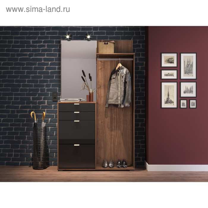 Прихожая Некст 10.21, 1200х354х2100, Орех селект каминный/Черный глянец
Прихожая Некст 10.21, 1200х354х2100, Орех селект каминный/Черный глянец