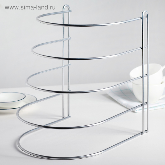 Подставка для хранения сковородок настольная, 4 отделения, 26х22х27 см, цвет хром 
Подставка для хранения сковородок настольная, 4 отделения, 26х22х27 см, цвет хром