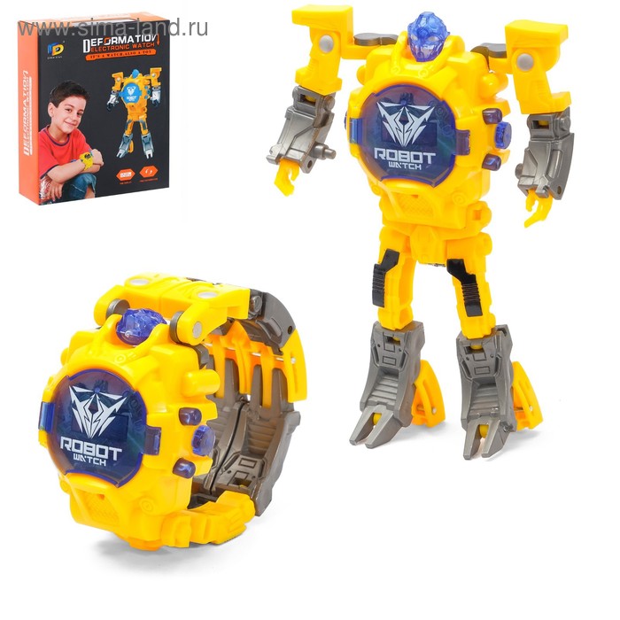 Робот «Часы», трансформируется в часы, работает от батареек, цвет жёлтый 
Робот «Часы», трансформируется в часы, работает от батареек, цвет жёлтый