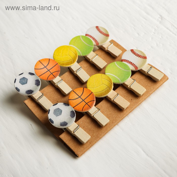 Набор декоративных прищепок «Мячики» набор 10 шт., длина 1 шт: 3,5 см 
Набор декоративных прищепок «Мячики» набор 10 шт., длина 1 шт: 3,5 см