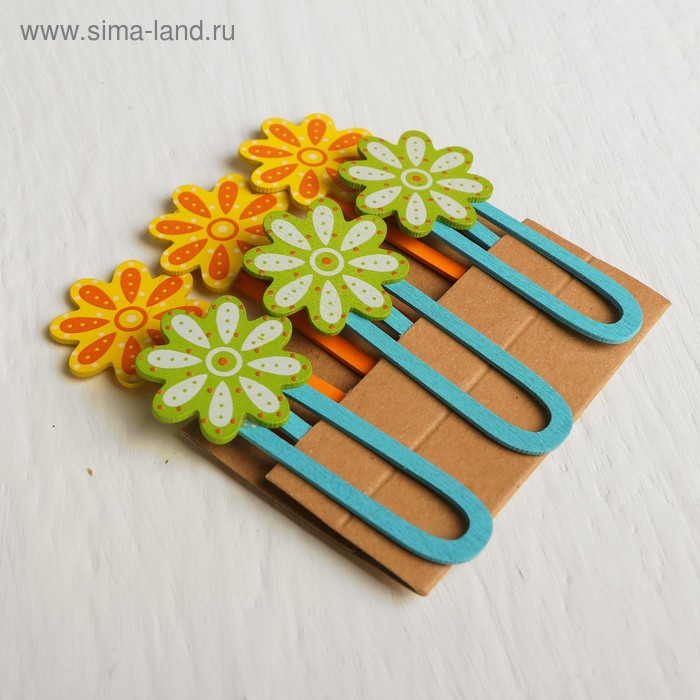 фото Набор декоративных скрепок «цветочки» набор 6 шт.