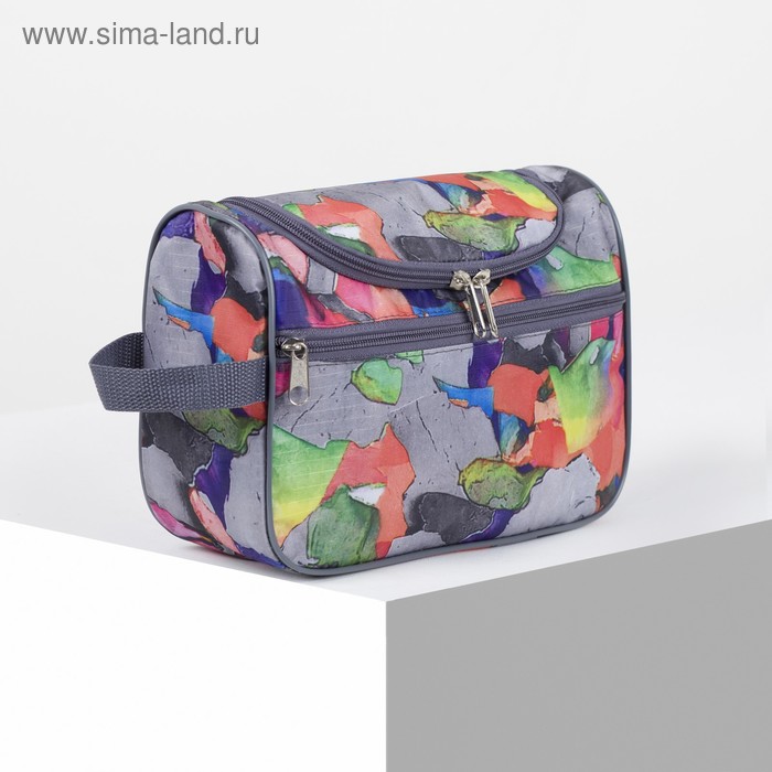 фото Косметичка-сумочка, отдел на молнии, наружный карман, с ручкой, цвет разноцветный