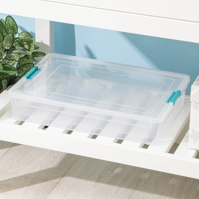 Контейнер для хранения с крышкой Smart Box, 5,5 л, 39×29×7 см, цвет прозрачно-бирюзовый
Контейнер для хранения с крышкой Smart Box, 5,5 л, 39×29×7 см, цвет прозрачно-бирюзовый