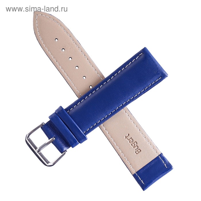 фото Ремешок для часов "bugert" 24 мм, натуральная кожа, l=20 см, темно-синий