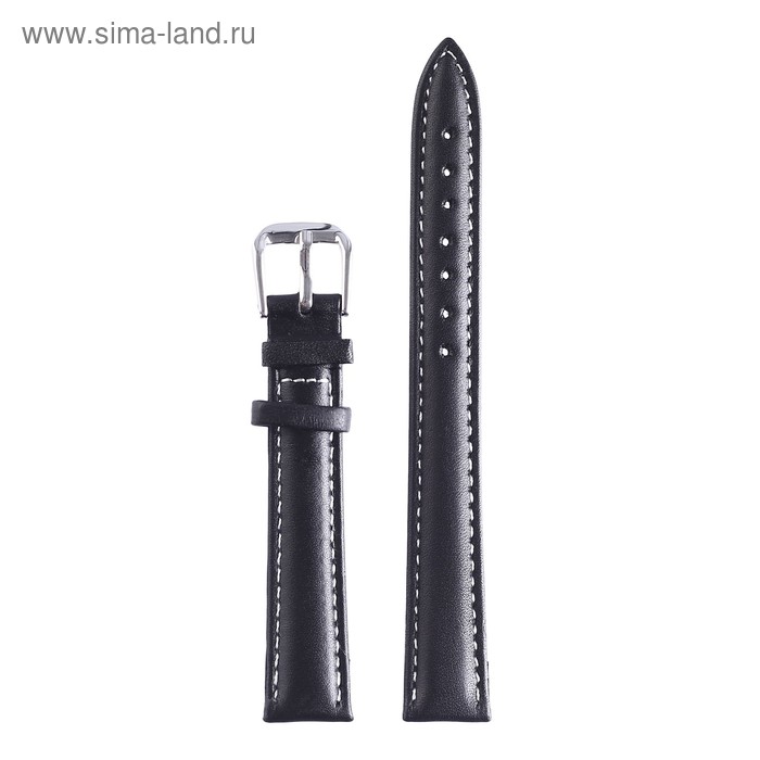 фото Ремешок для часов "соломон" 14 мм, натуральная кожа, l-20 см, черный