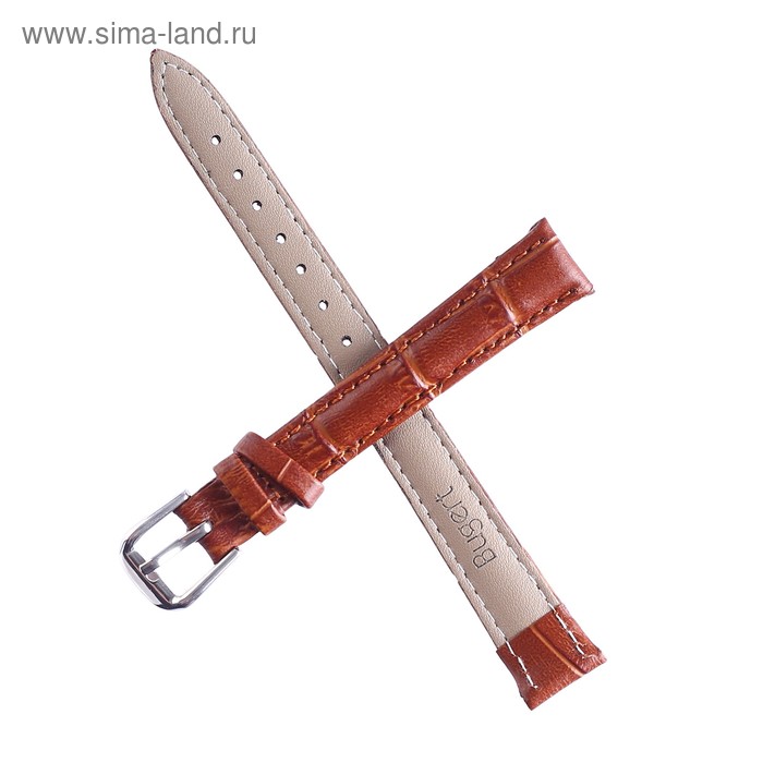 фото Ремешок для часов "bugert" 12 мм, натуральная кожа, l=20 см, коричневый, фактура крокодил
