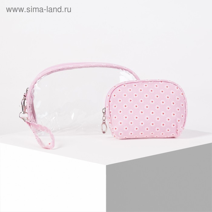 фото Набор косметичек 2 в 1, отдел на молнии, цвет розовый