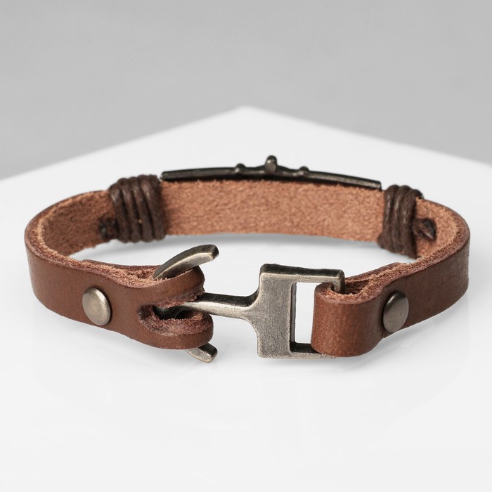 фото Браслет мужской "держава" штурвал, цвет коричневый с чернёным золотом, 21 см queen fair