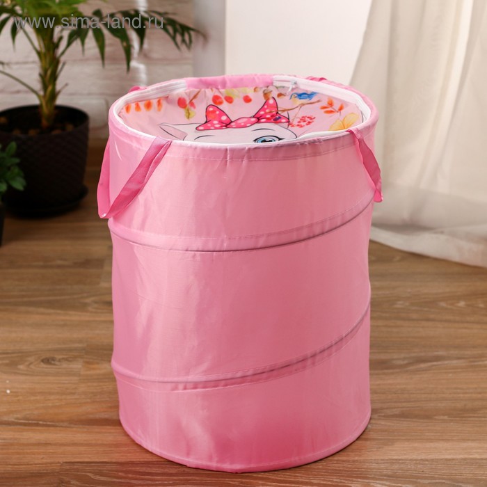 фото Корзина для игрушек "котик и мячик" 35×35×45 см