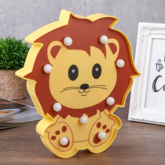 Ночник "Львёнок" 9хLED батарейки 2хAA 20,5х2,8х23 см.
Ночник "Львёнок" 9хLED батарейки 2хAA 20,5х2,8х23 см.