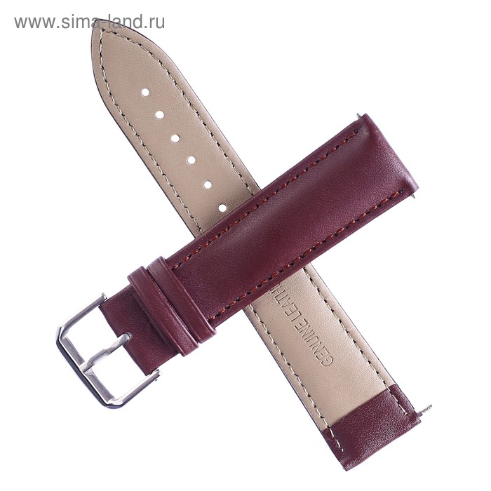 фото Ремешок для часов "bugert" 22 мм, натуральная кожа, l=20 см, коричневый с тиснением