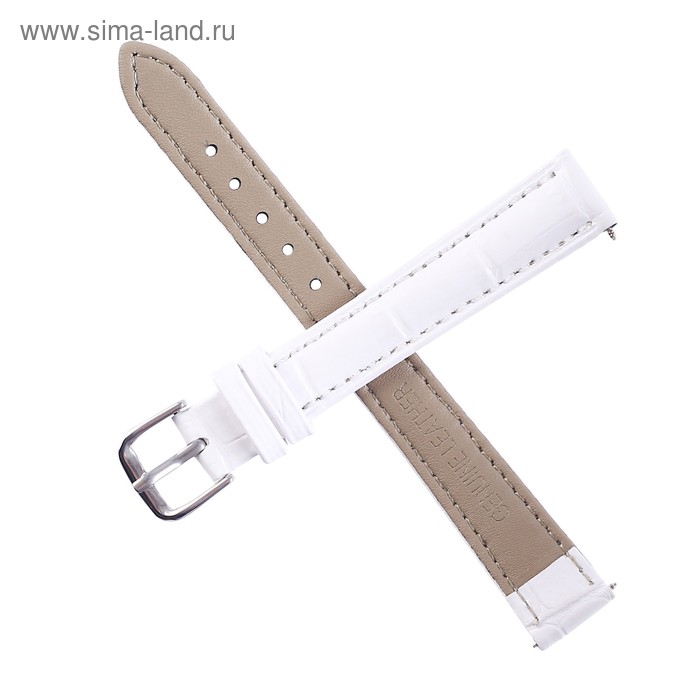 фото Ремешок для часов "bugert" 14 мм, натуральная кожа, l=18 см, белый, фактура крокодил