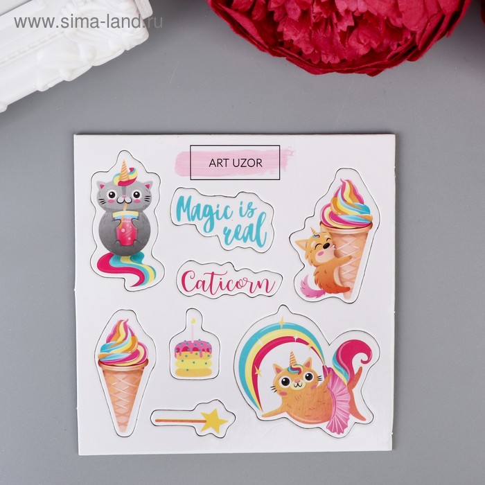 Чипборд для скрапбукинга "Кот-единорог со сладостями" 10х10 см 
Чипборд для скрапбукинга "Кот-единорог со сладостями" 10х10 см