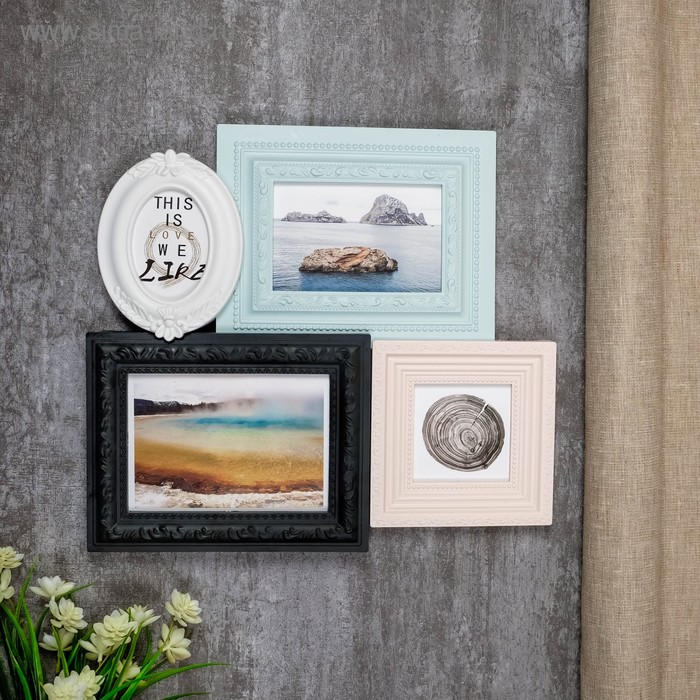 Фоторамка пластик на 4 фото 8х10, 10х10, 10х15, 13х18 см "Классика" цветная 40х33 см
Фоторамка пластик на 4 фото 8х10, 10х10, 10х15, 13х18 см "Классика" цветная 40х33 см