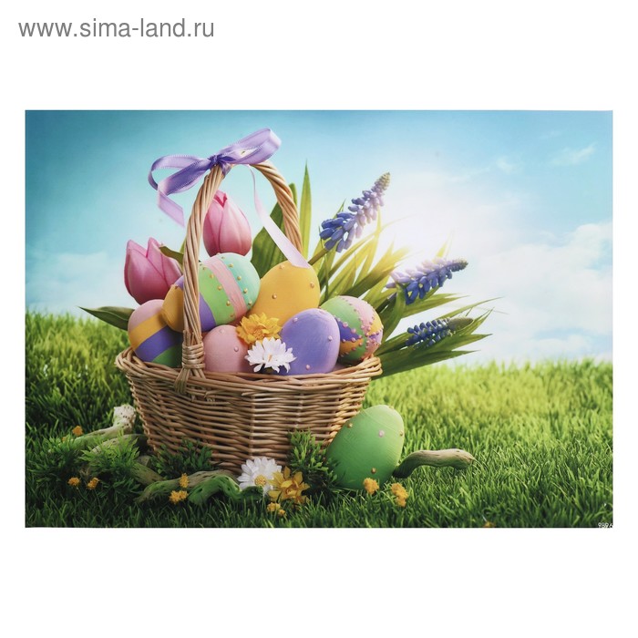 фото Фотофон винил "пасхальная корзина с цветами" 80х125 см