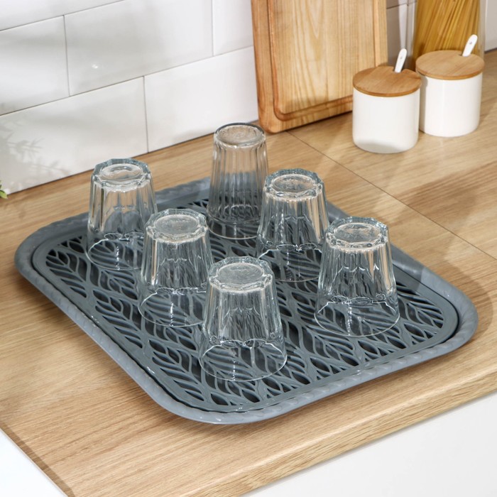 фото Поднос с вкладышем для сушки посуды альт-пласт «колос», 45,5×36 см, цвет микс