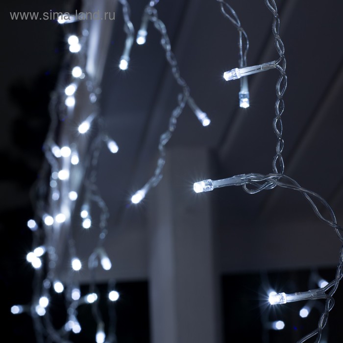 фото Гирлянда «бахрома» 3 × 0.6 м, ip44, умс, прозрачная нить, 160 led, свечение белое, мерцание белым, 220 в luazon lighting