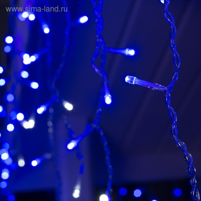 

Гирлянда «Бахрома» 3 × 0.6 м, IP44, УМС, прозрачная нить, 160 LED, свечение синее, мерцание белым, 220 В