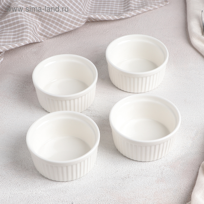 Набор салатников «Рамекин», 4 шт, 9×4,5 см, цвет белый
Набор салатников «Рамекин», 4 шт, 9×4,5 см, цвет белый