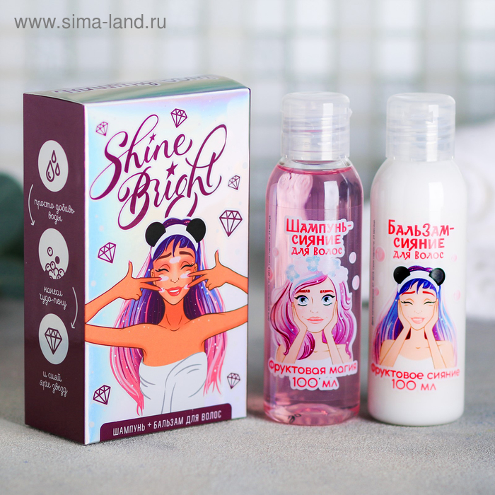Набор Shine bright: шампунь, бальзам
Набор Shine bright: шампунь, бальзам