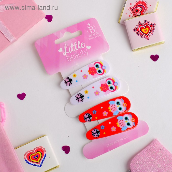 Невидимка для волос "Весёлый глянец" (набор 4 шт) совушки и жучки, 5 см, белый и красный
Невидимка для волос "Весёлый глянец" (набор 4 шт) совушки и жучки, 5 см, белый и красный