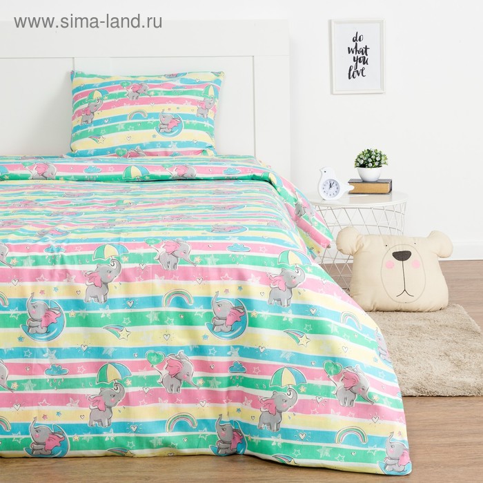 Детское постельное бельё Экономь и Я «Слон» 1.5сп, цвет голубой, 147х210±5см, 150х214±5см, 50х70±5см - 1шт 
Детское постельное бельё Экономь и Я «Слон» 1.5сп, цвет голубой, 147х210±5см, 150х214±5см, 50х70±5см - 1шт