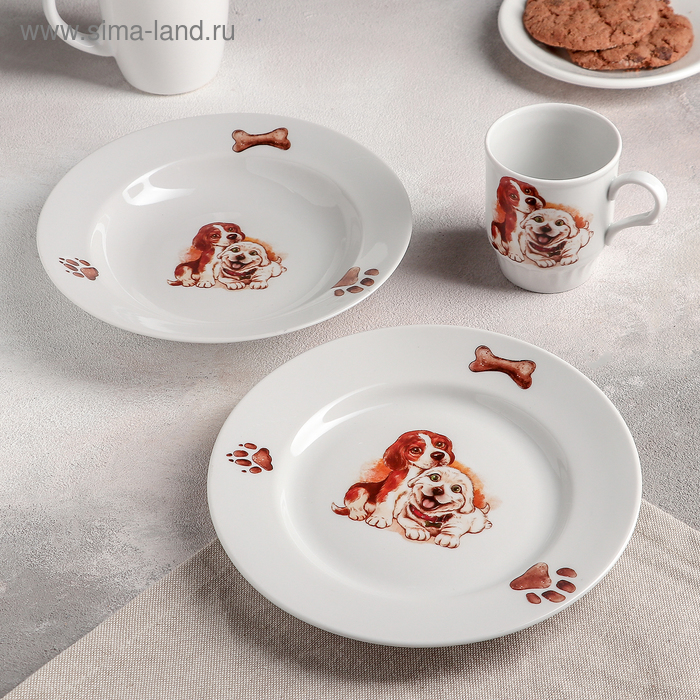 Набор посуды «Щенки», 3 предмета: тарелка d=20 см миска d=20 см, кружка 210 мл
Набор посуды «Щенки», 3 предмета: тарелка d=20 см миска d=20 см, кружка 210 мл