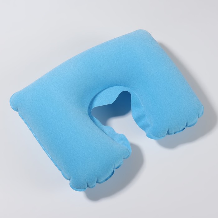 фото Подушка для шеи дорожная, надувная, 38 × 24 см, цвет голубой onlitop