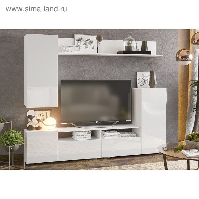 Гостиная Лия МДФ, 2130х1680х350, Белый/Белый глянец
Гостиная Лия МДФ, 2130х1680х350, Белый/Белый глянец