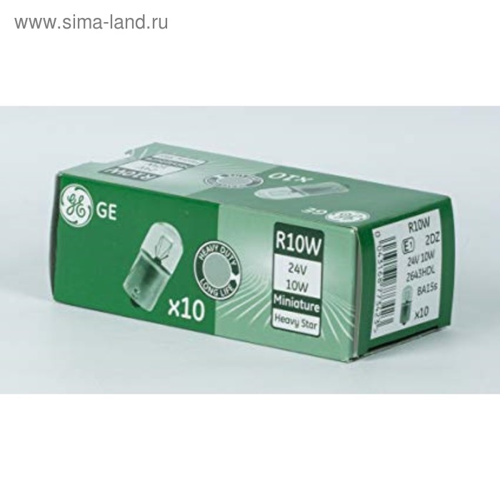Лампа автомобильная General Electric Heavy Star, R10W, 24 В, 10 Вт, 2643HDL
Лампа автомобильная General Electric Heavy Star, R10W, 24 В, 10 Вт, 2643HDL