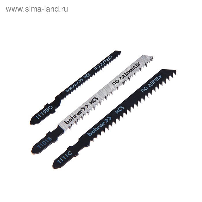 Пилки для лобзика Bohrer Т3-1, дерево/ламинат/пластик, T101B/T111C/T119BO, 3 шт. 
Пилки для лобзика Bohrer Т3-1, дерево/ламинат/пластик, T101B/T111C/T119BO, 3 шт.