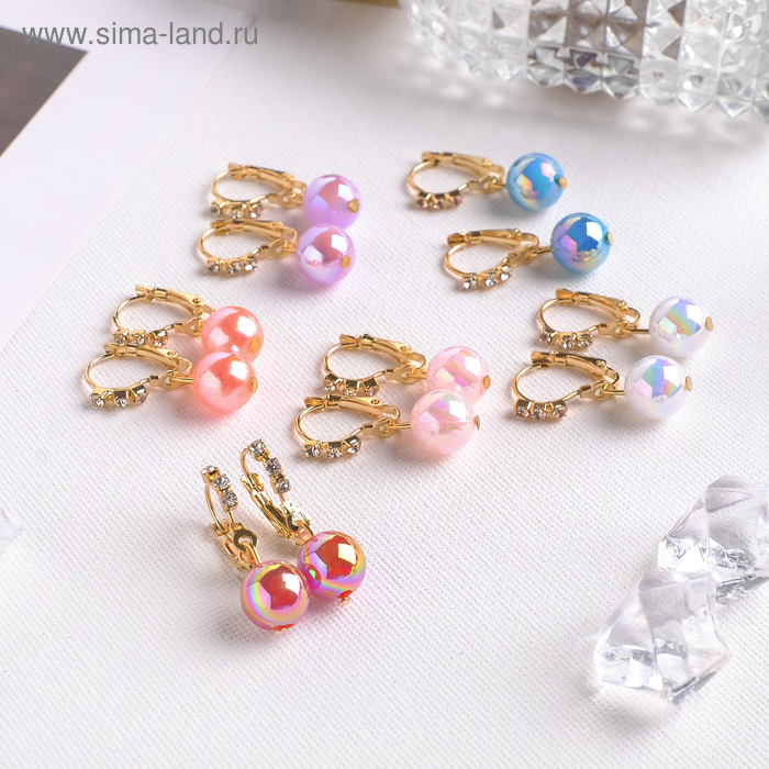Серьги ассорти "Конфетти" бусина, цвет МИКС в золоте