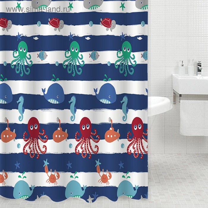 Шторка для ванной Dasch, 180×180 см, рисунок подводный мир
Шторка для ванной Dasch, 180×180 см, рисунок подводный мир